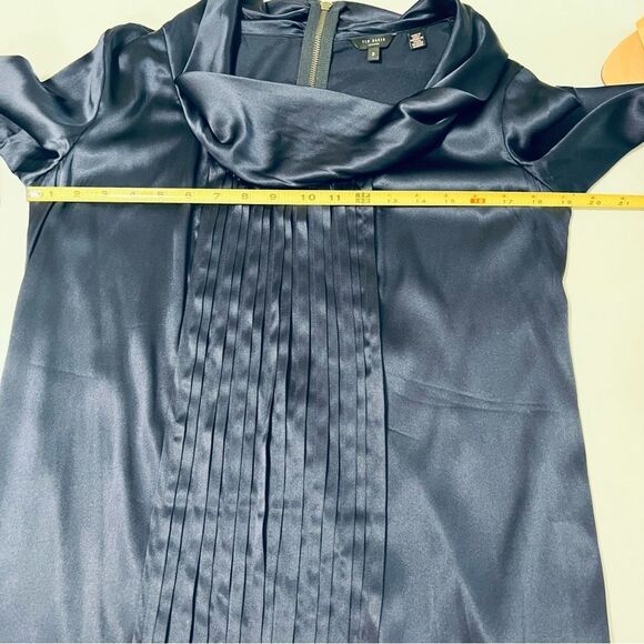 Ted Baker Silk Tunic Deep Blue Pleats Size Medium (Ted Baker Size 3) - Picture 9 of 13